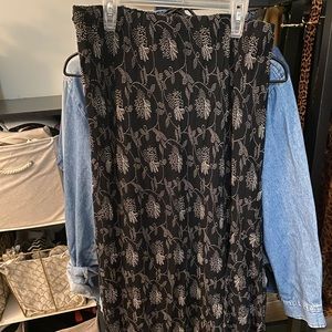 Midi Black Floral Skirt